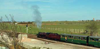 cottage overlooking the steam railway at new Romney in kent