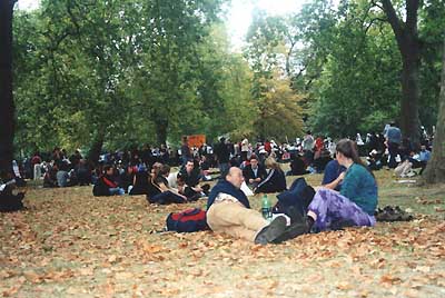 Resting in Hyde Park after the Anti War with Iraq demonstration on Saturday 28th September 2002 from Country Cottages Online