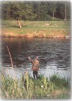 Fishing on the banks of the River Don in Donside Aberdeenshire