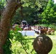 An outdoor wedding in the garden in the summer