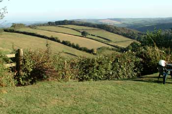 Views of the rolling Devon countryside from Stoodley Barn, Devon