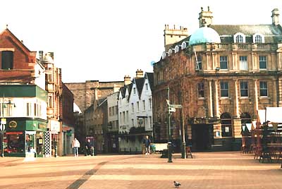 The edge of the Market Square in Mansfield Nottinghamshire