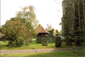 The bell cage housing the bells of St. Mary the Virgin