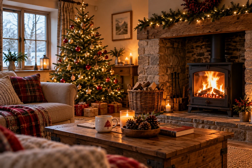 Warming woodburner at holiday cottage