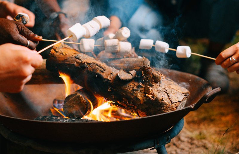 Firepit for toasting marshmallows on holiday