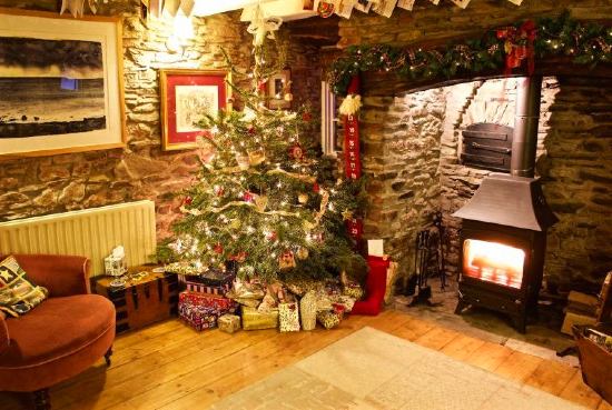 Barn conversion decorated for Christmas