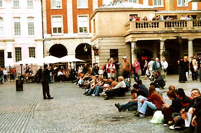 Playing to the crowd at Covent Garden London