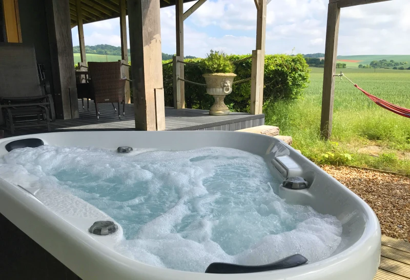 Couple's hot tub lodge
