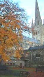 12th century Norwich Cathedral with the second tallest spire in the country