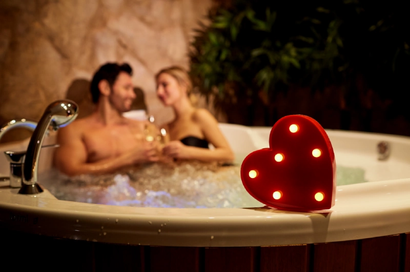 Romantic couple jacuzzi bath