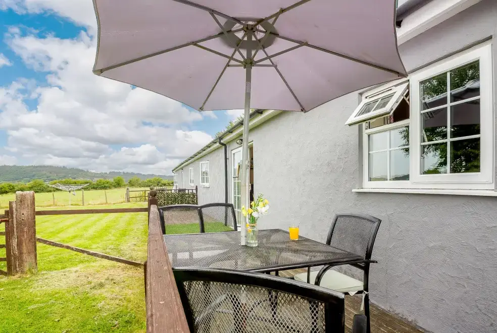 Decked area at 2 Black Horse Cottage, North Wales 