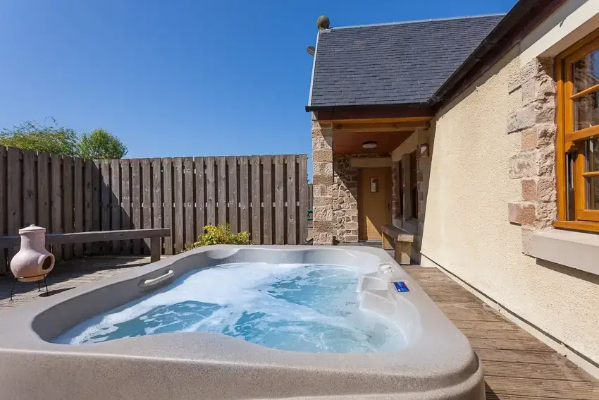Private Hot Tub at 3 Bedroom Rental at Williamscraig Holiday Cottages