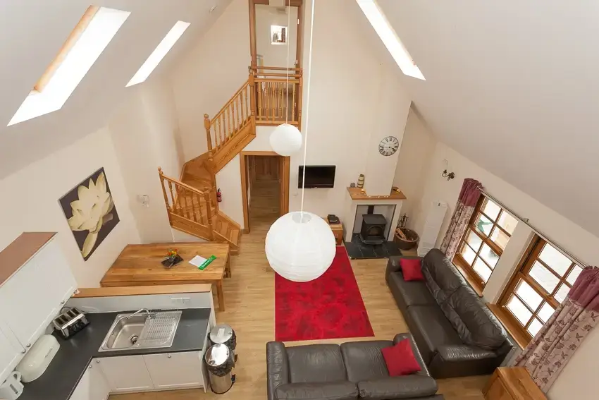 Open plan living area at 3 Bedroom Rental at Williamscraig Holiday Cottages