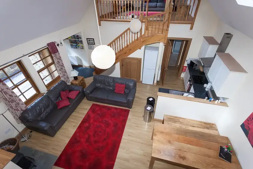 Open plan living area at 3 Bedroom Rental at Williamscraig Holiday Cottages