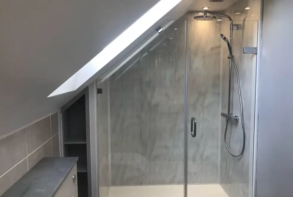 Shower room at Apple Loft at Twistgates Farm Cottages