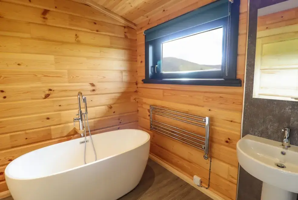 Ensuite bathroom at Bacheiddon Log Cabin