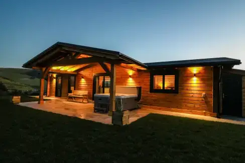 Private Hot Tub at Bacheiddon Log Cabin, Powys