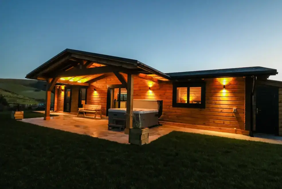 Private Hot Tub at Bacheiddon Log Cabin