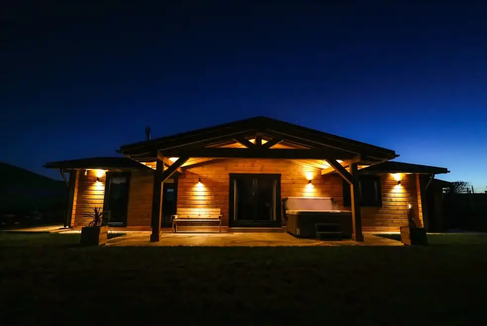 Private Hot Tub at Bacheiddon Log Cabin