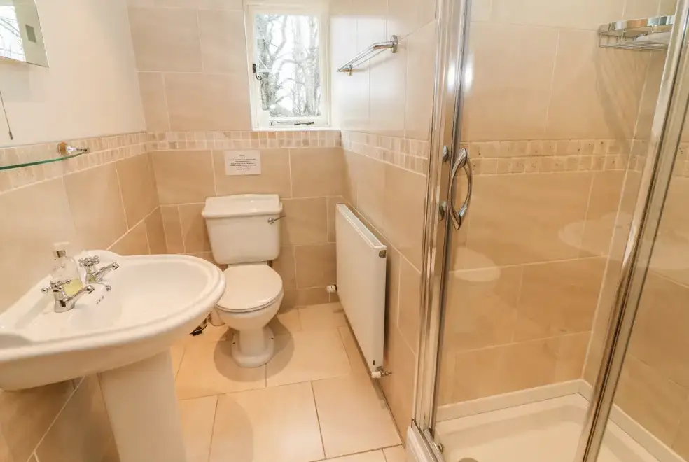 Shower room at Beckside Dogs-welcome Cottage,  The Lake District 