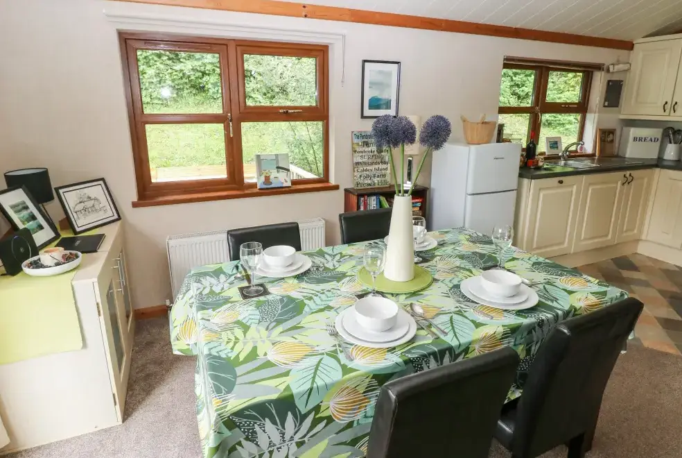 Kitchen/diner at Beeches Countryside Lodge, Wales