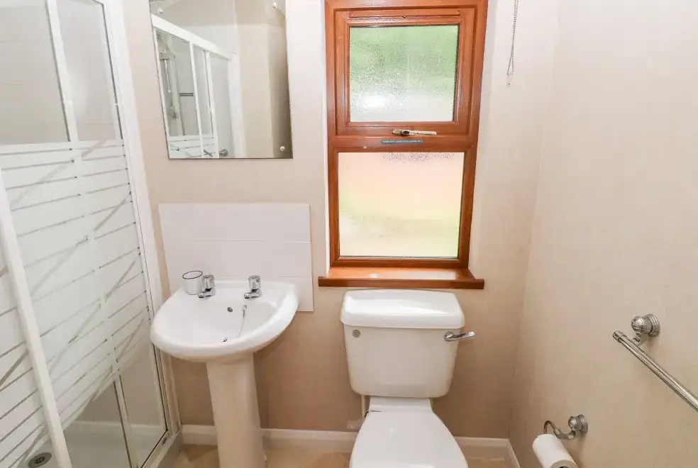 Shower room at Beeches Countryside Lodge, Wales