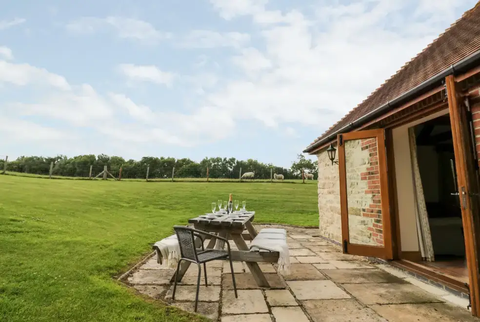 Patio area at Beesoni Rural Retreat, Malvern Hills