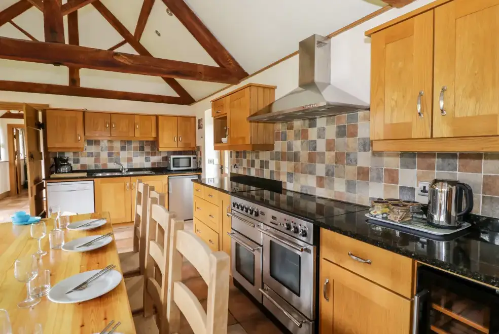 Farmhouse style kitchen at Beesoni Rural Retreat, Malvern Hills