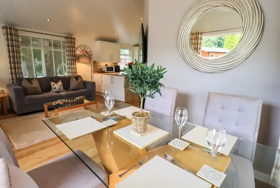 Open plan living area at Black Dog Lodge