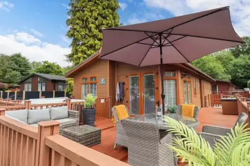 Decked area at Black Dog Lodge, Cumbria