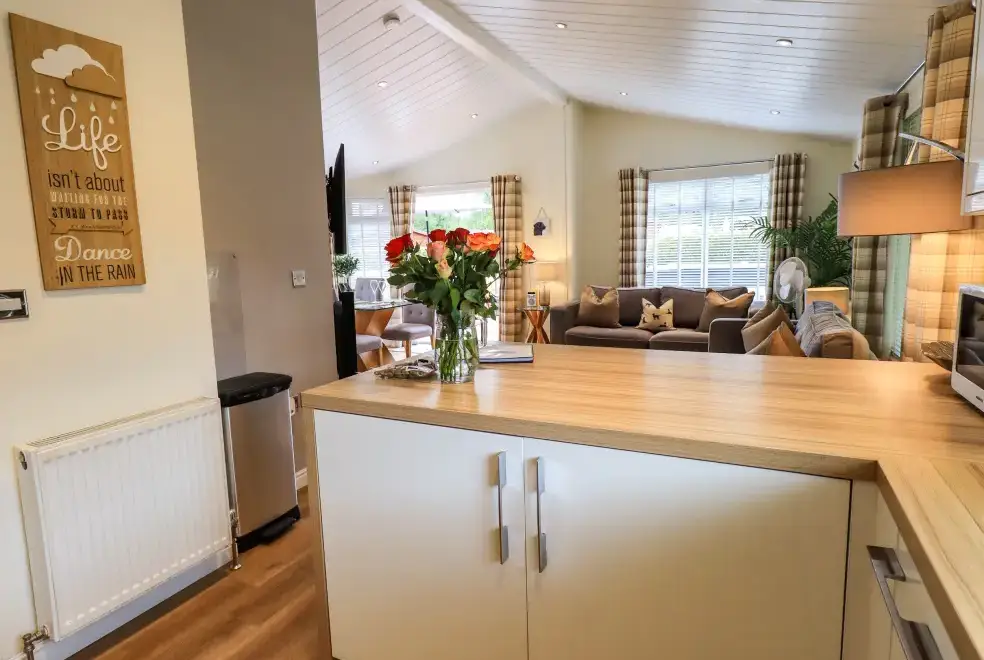 Open plan living area at Black Dog Lodge