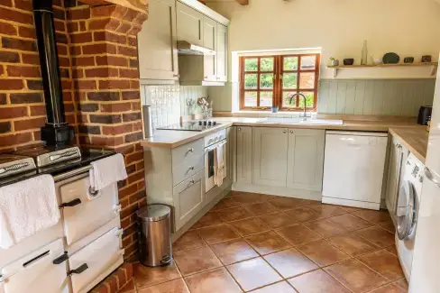 Farmhouse style kitchen at Bluegate Farm Holiday Cottages, Bedfordshire