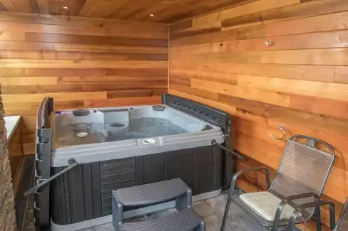 Private Hot Tub at Boathouse on the Lake, Cumbria