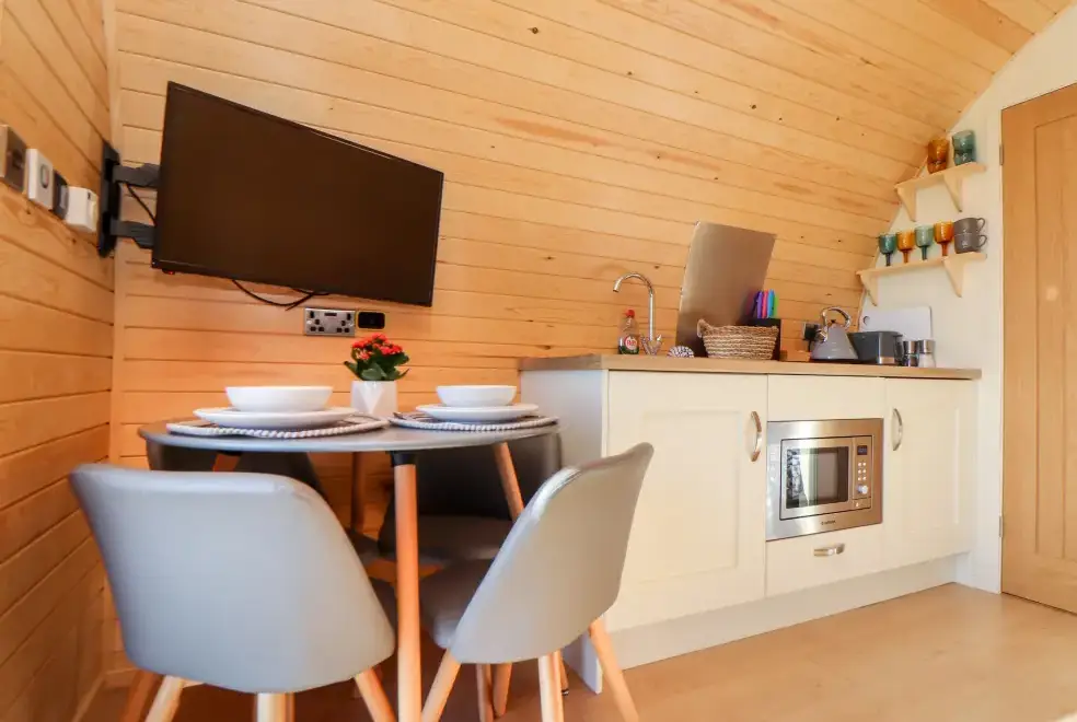 Kitchen/diner at Boskennal Farm Pod
