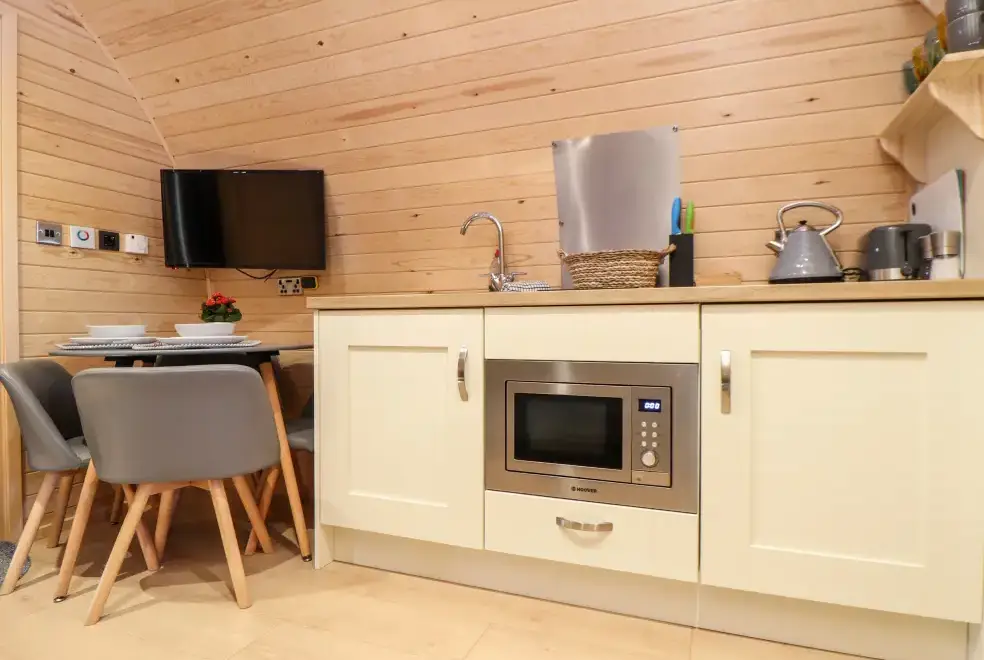 Kitchen/diner at Boskennal Farm Pod