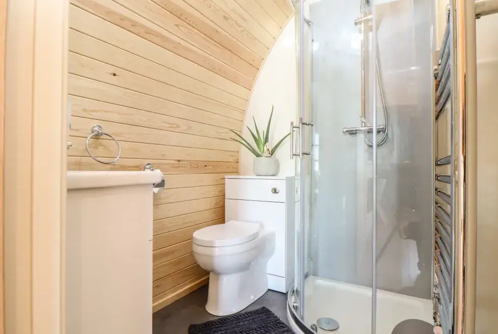 Shower room at Boskennal Farm Pod