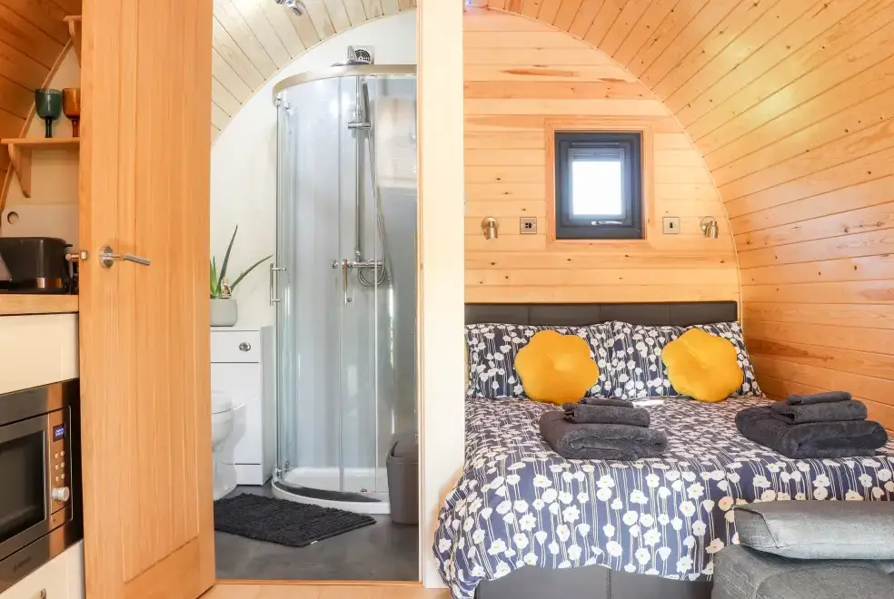 Ensuite bathroom at Boskennal Farm Pod