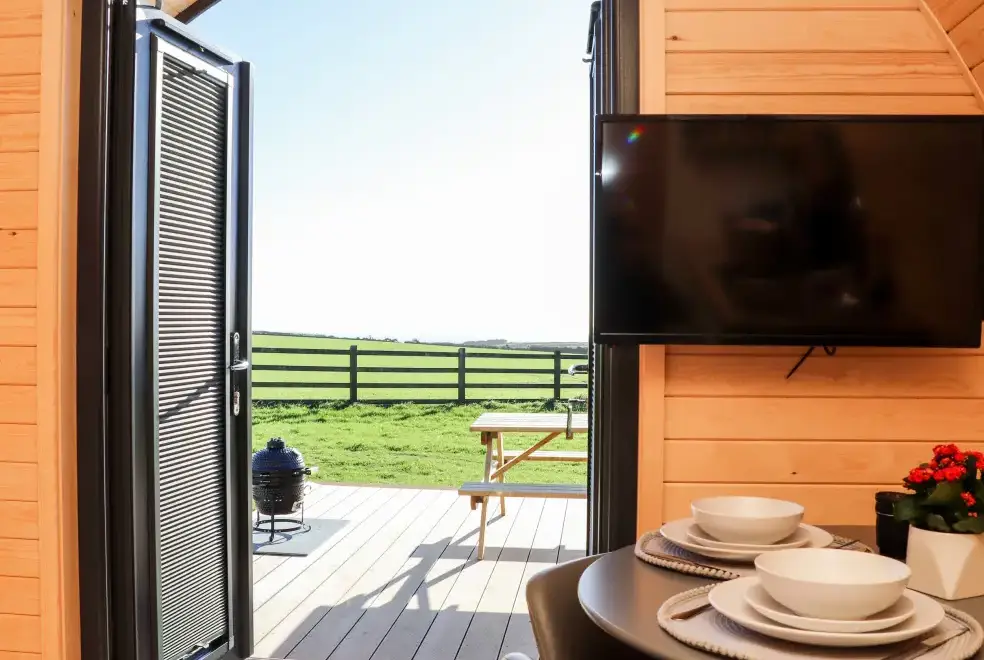 Decked area at Boskennal Farm Pod