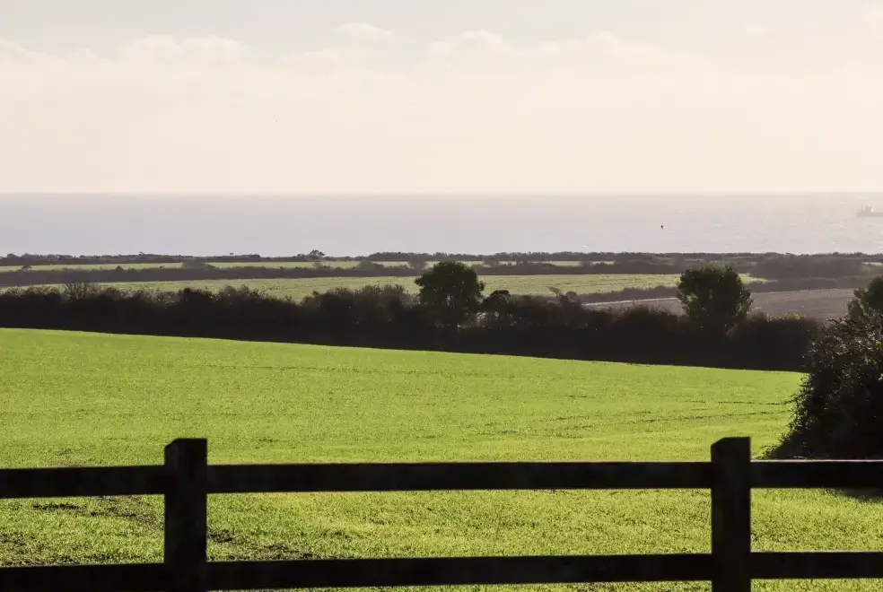 Countryside views at Boskennal Farm Pod