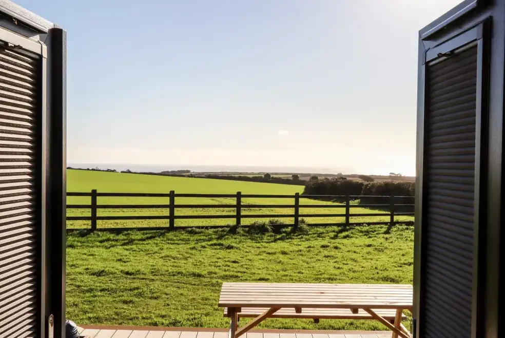 Countryside views at Boskennal Farm Pod
