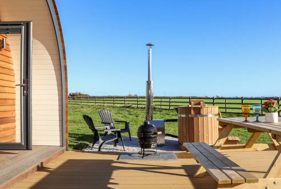 Decked area at Boskennal Farm Pod