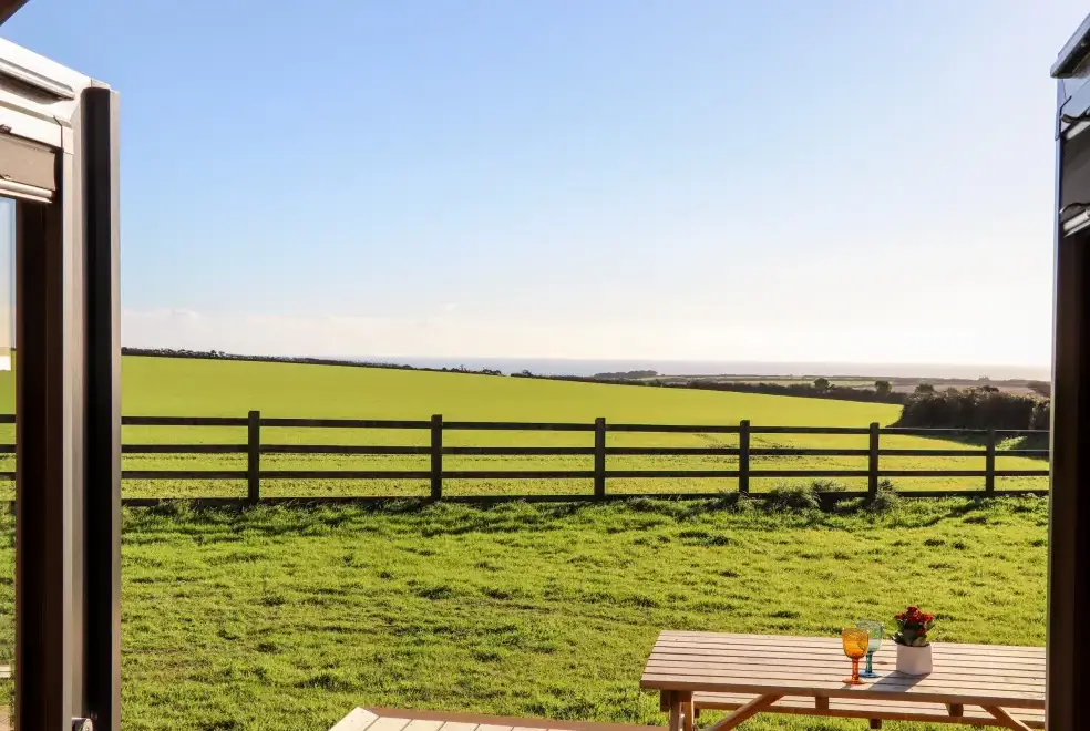 Countryside views at Boskennal Farm Pod