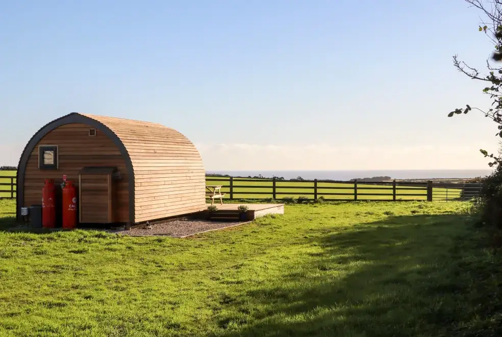 Countryside views at Boskennal Farm Pod
