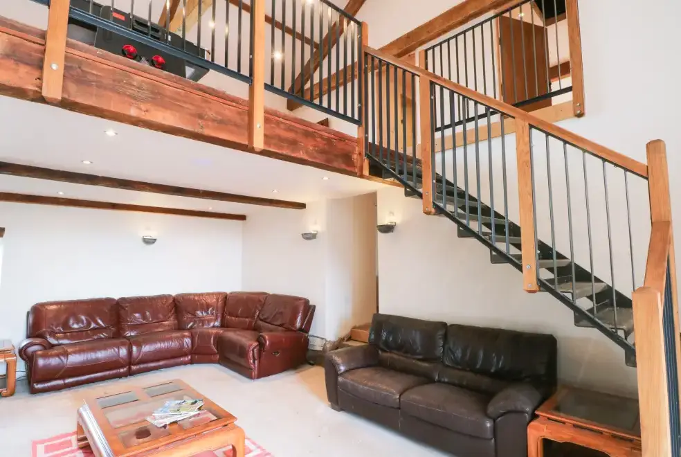 Open plan living area at Bowland Barn