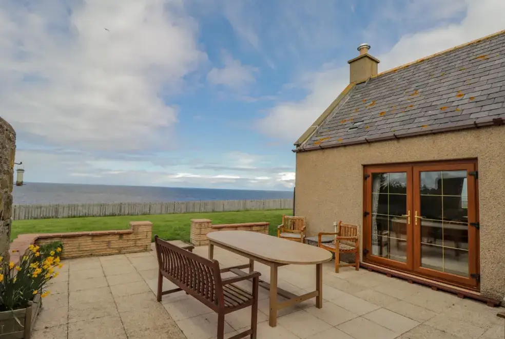 Patio area at Braehead Croft
