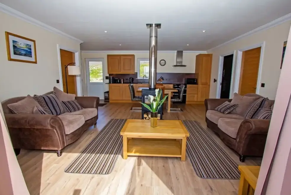 Open plan living area at Braemore Cottage