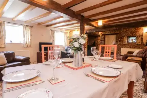 Open plan living area at Brew Cottage, Kent