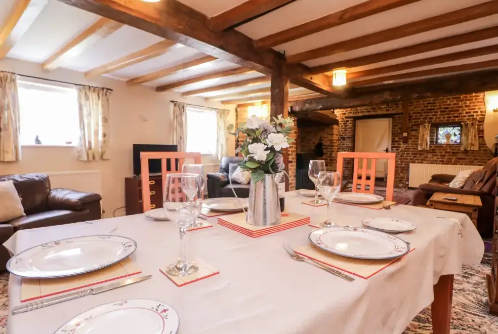 Open plan living area at Brew Cottage