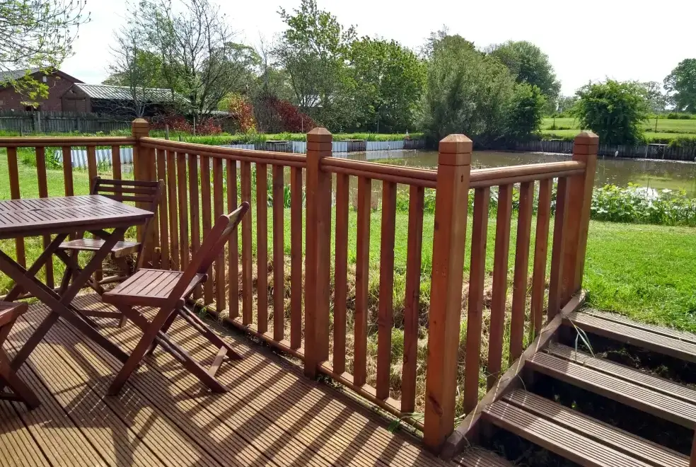 Decked area at Briarcroft Fishery Lodge
