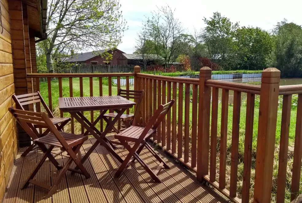 Decked area at Briarcroft Fishery Lodge